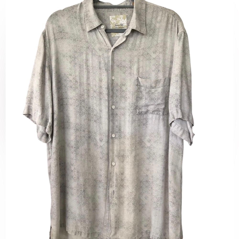 Tasso Elba Island Tropical Casual Short Sleeve Button Down Shirt (XL) Silk/Linen
